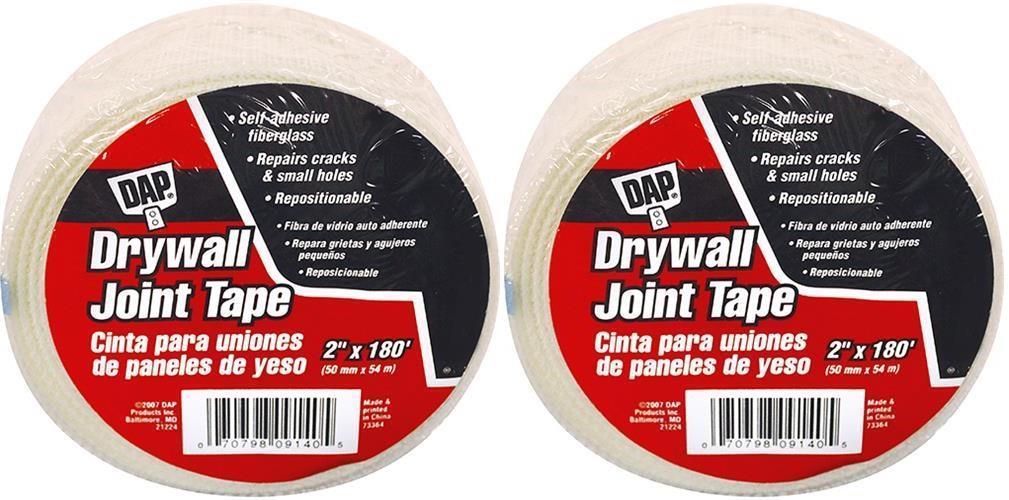 Two Rolls DAP Self Adhesive Fiberglass Drywall Joint Tape 2" x 180' 09140 - 02