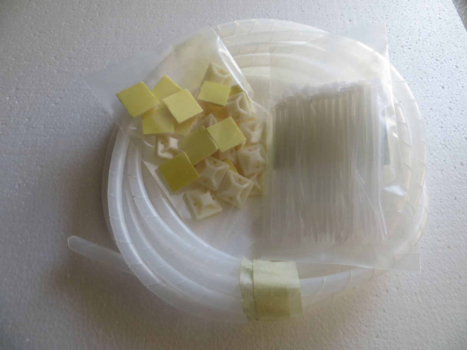 Cable Tie 100mm 4in, Tie Mount and Spiral Wire Tube Combo