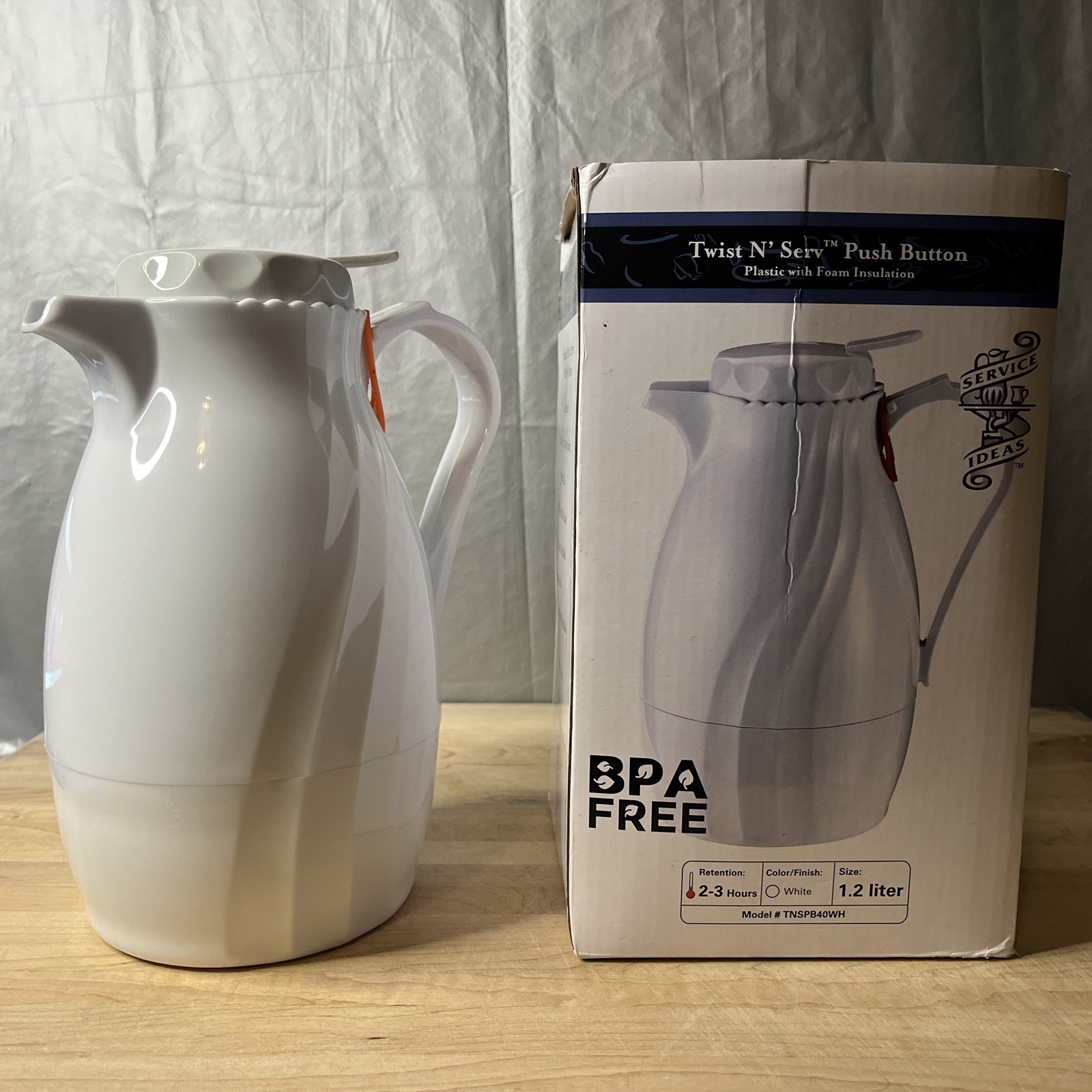 Service Ideas TNSPB40WH Twist N’ Serve Insulated Server 1.2L White BPA Free