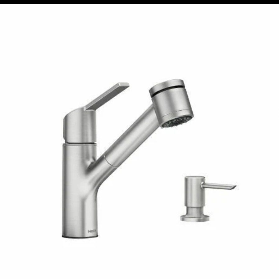 Single-Handle Pull-Out Sprayer Kitchen Faucet with Power Clean in Stainless