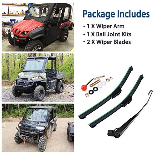 2 Pack UTV Windshield Wiper Kit Hand Operated UTV Wiper Kit Manual Kit