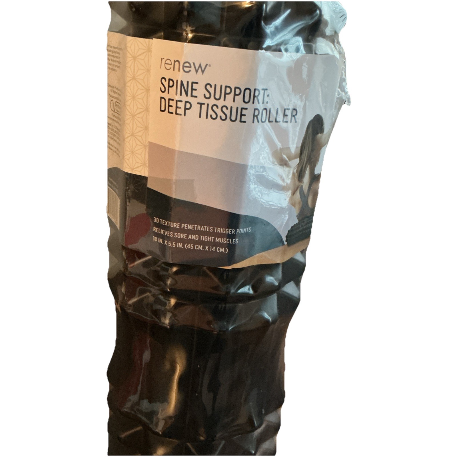 renew Spine Support Massage Grid Deep Tissue Foam Roller Black High-Density