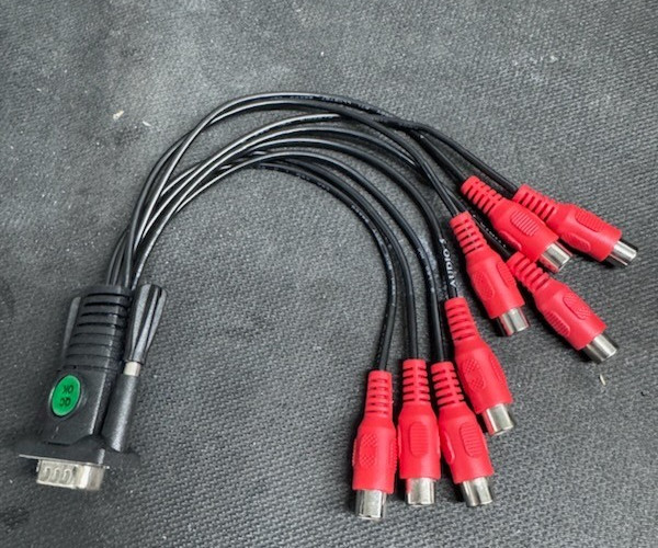 (1) DB9 Pin Male to (8) RCA Female Cable for DVR System AUDIO BLACK 1-8.