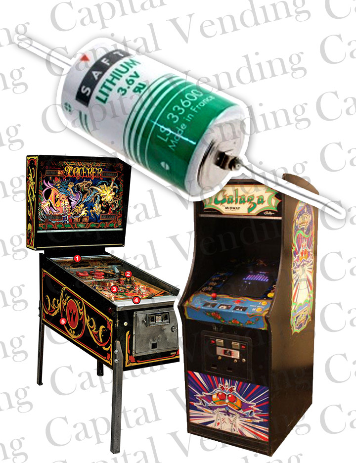 3.6V Lithium Battery with Soldering Tails for Arcade Games and Pinball Machines