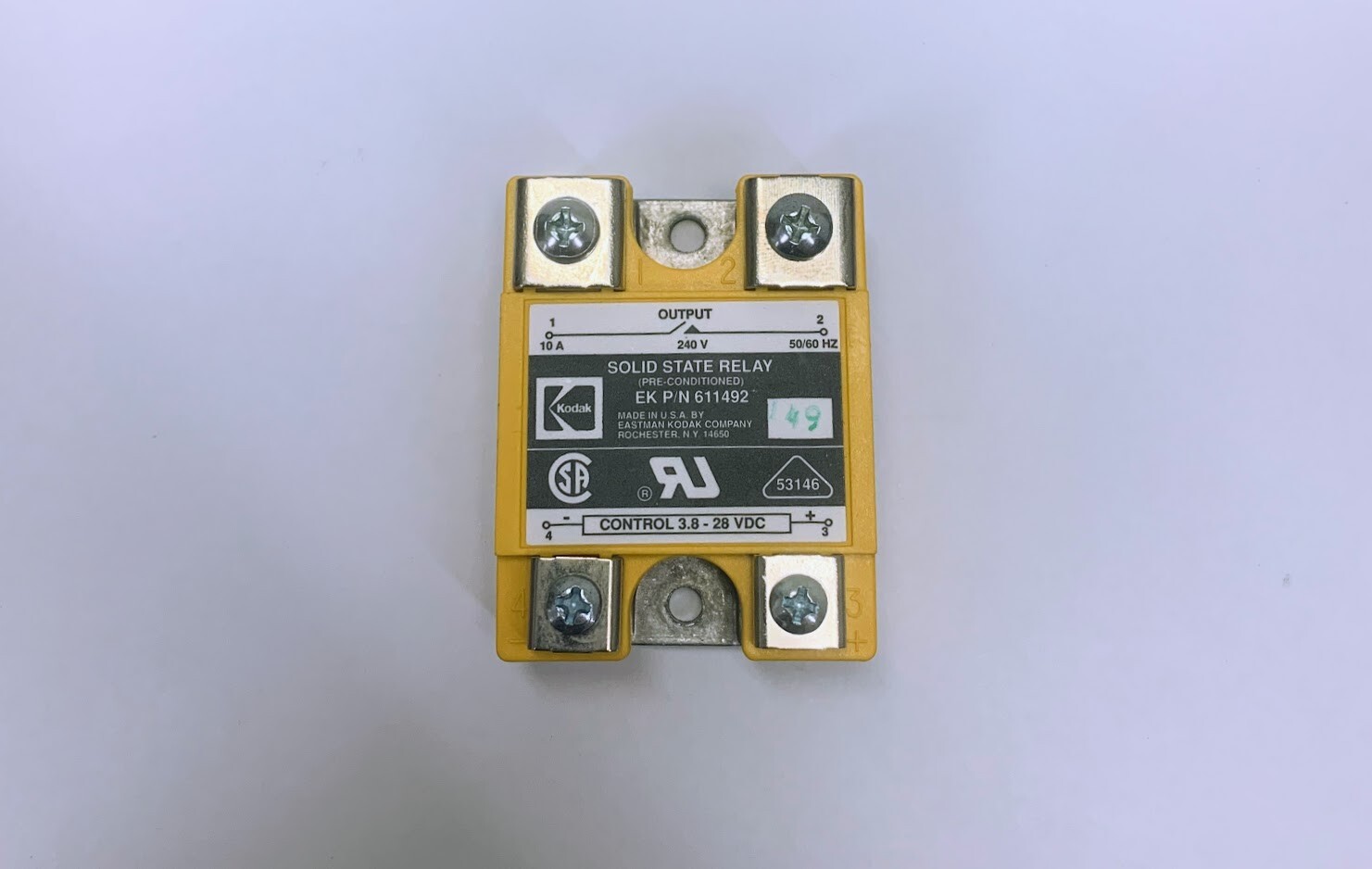Kodak Solid State Relay EK P/N 611492  10A  50/60HZ  3.8-28VDC