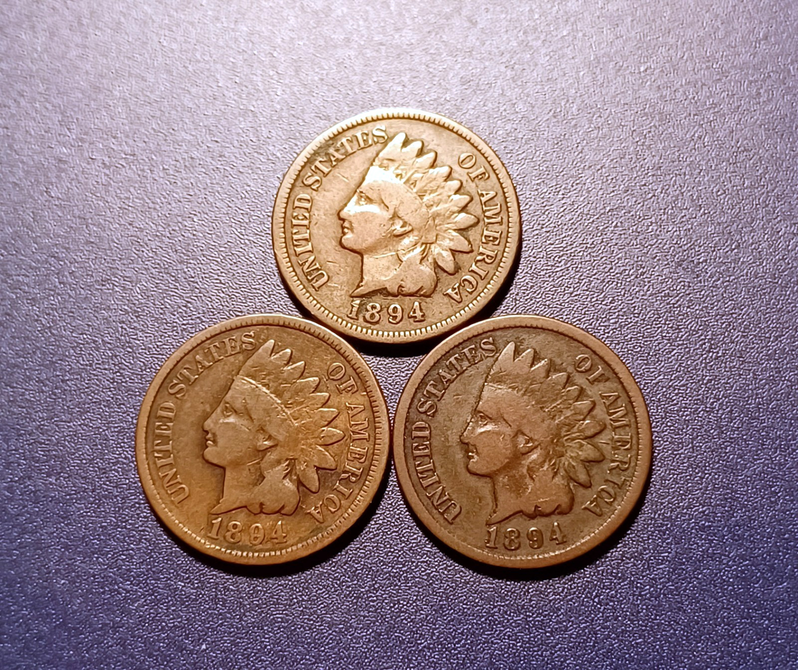 Nice Lot of (3) VG 1894 Indian Head Cents (better date coins)