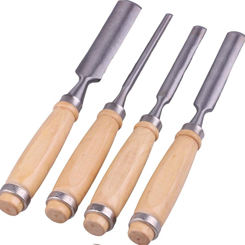 4PCS Wood Carving Hand Half-round Chisel Firmer Gouge Set Steel Woodworking Tool