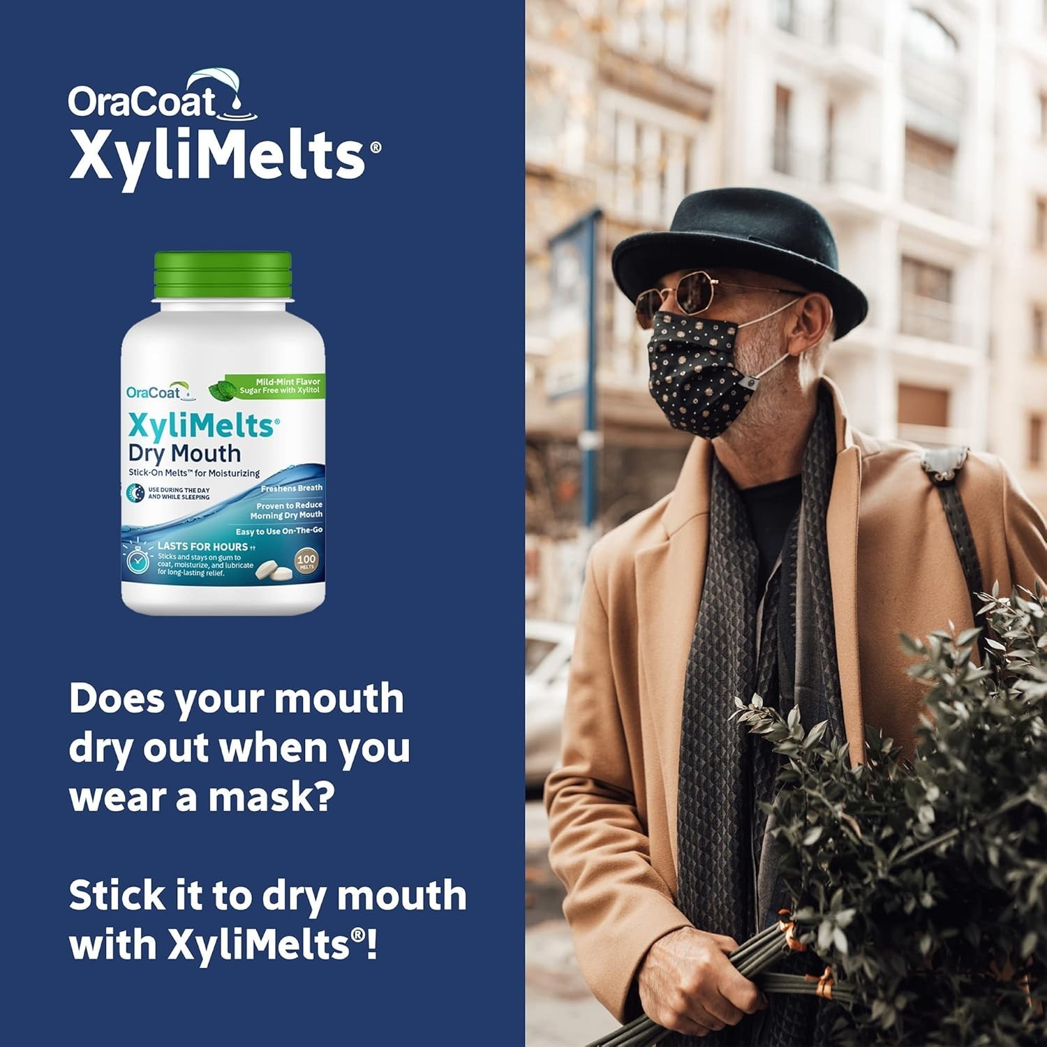 Oracoat Xylimelts Dry Mouth Relief Discs -100 Count, Natural Mint,Nighttime