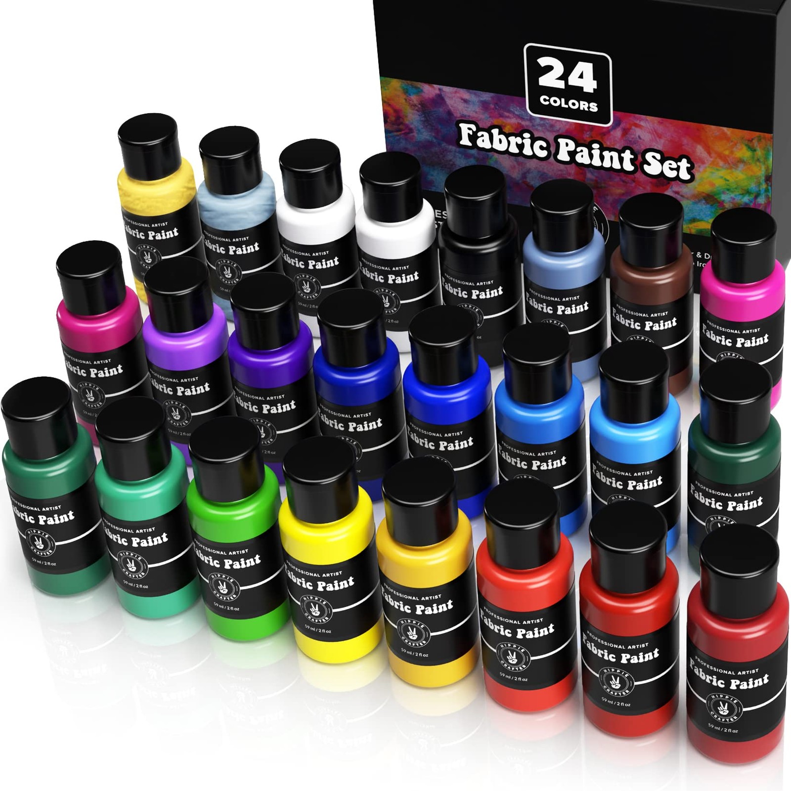 Paint for Fabric 24 Colors Set Clothes Upholstery Shoe Sneaker Decorating Medium