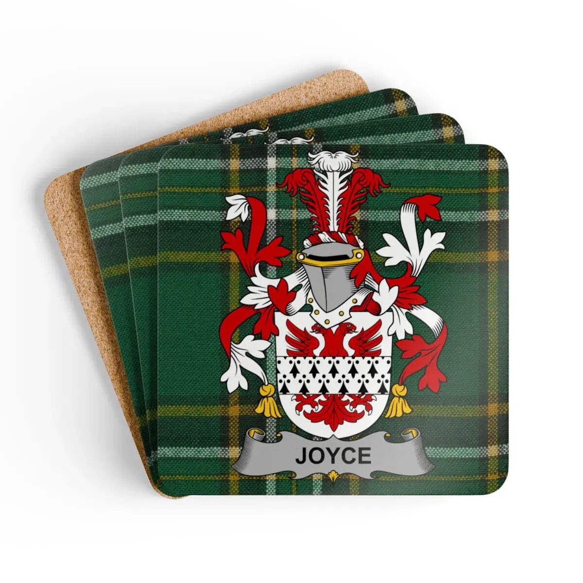 Joyce Irish Family Crest Tartan Coaster Set