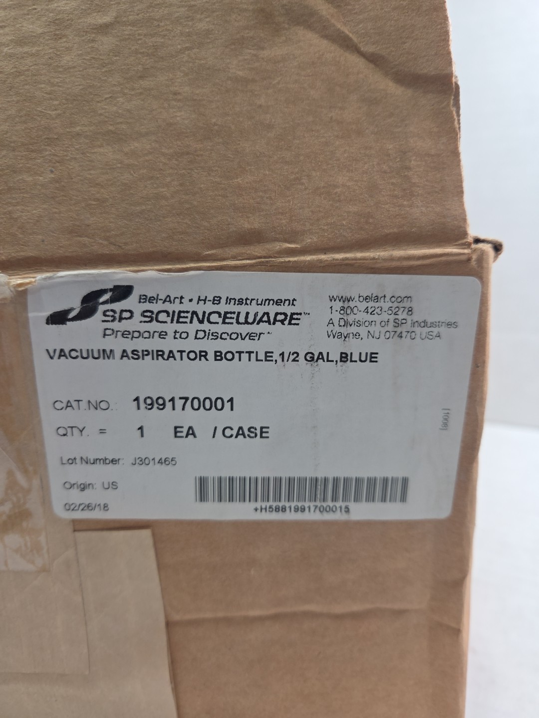 F19917-0001 / 19917-0001 Bel-Art Vacuum Aspirator Bottle 1991700001
