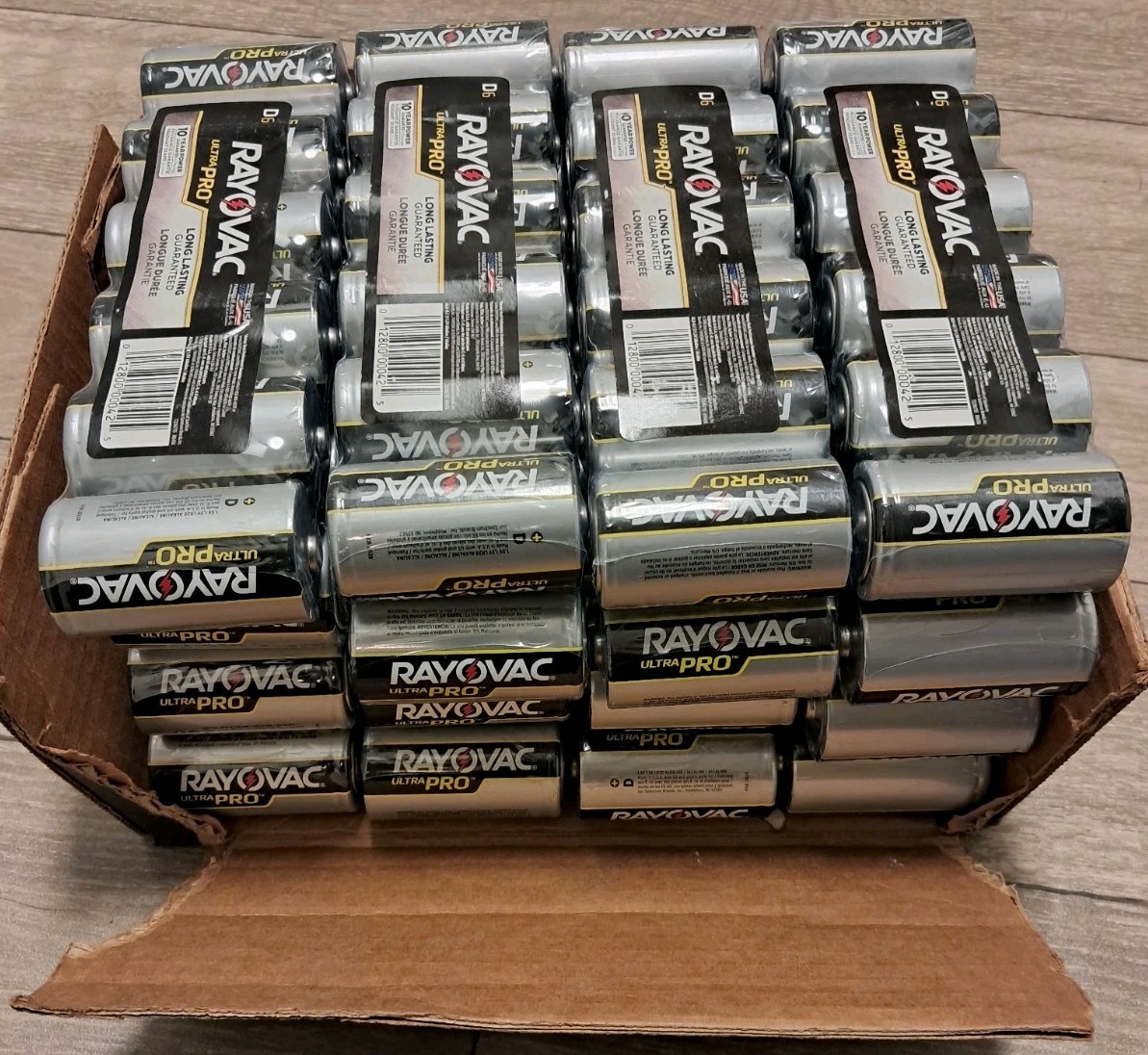 RAYOVAC ULTRA PRO 1.5V ALKALINE SHRINK WRAPPED  BATTERIES D6 (A BOX OF 96 Pcs)