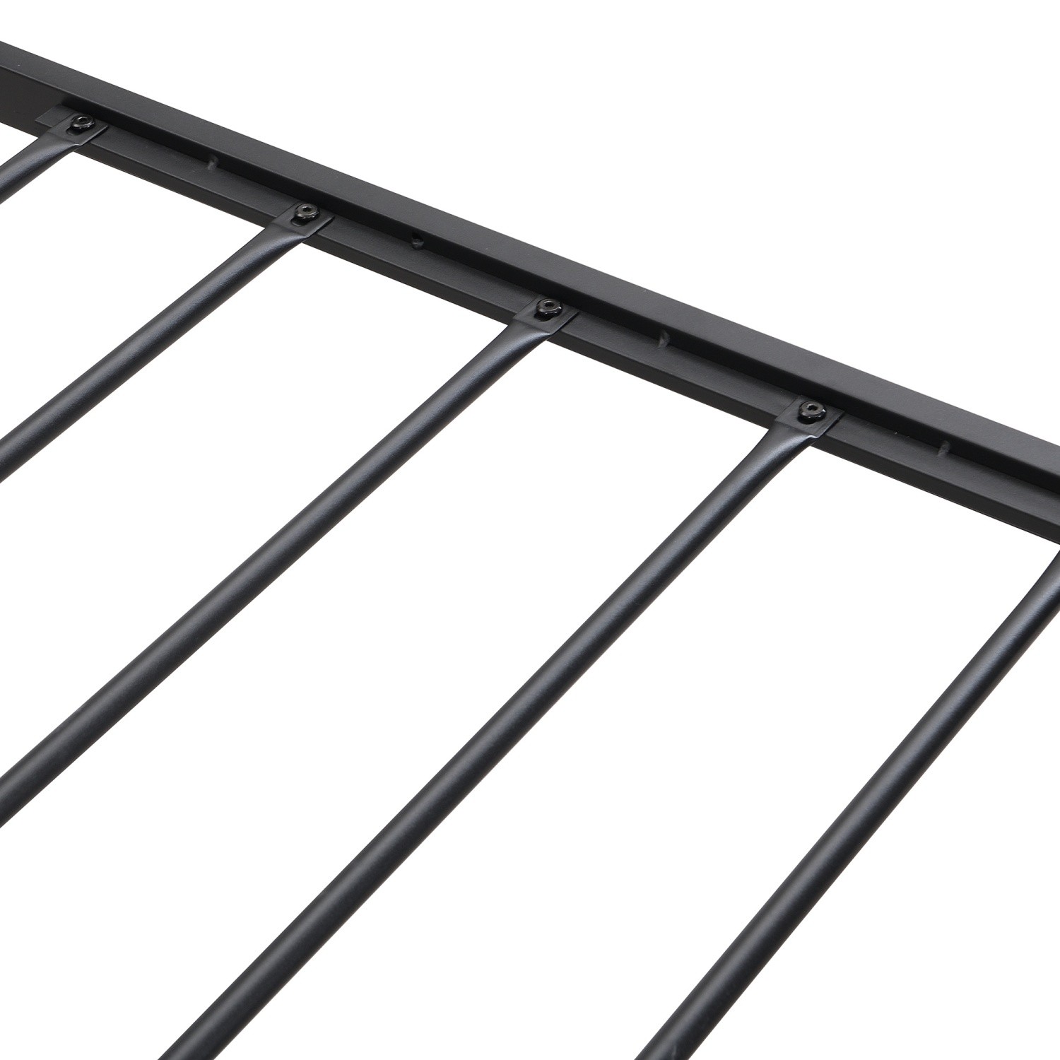 Full Size Bed Frame with Upholstered Headboard Metal Platform Bed w/ 2 Drawers