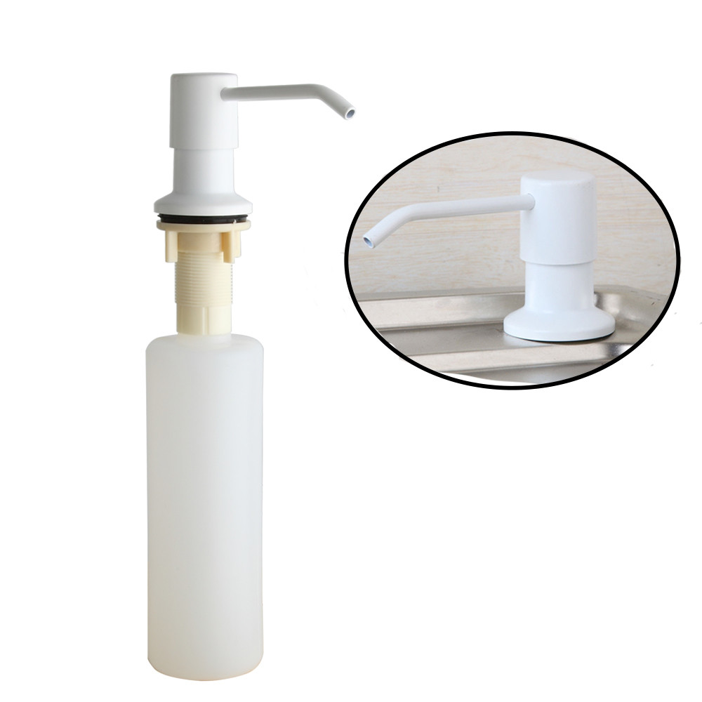 Deck Mount One Hole White Painting Kitchen Sink Liquid Soap Dispenser Bottle Box