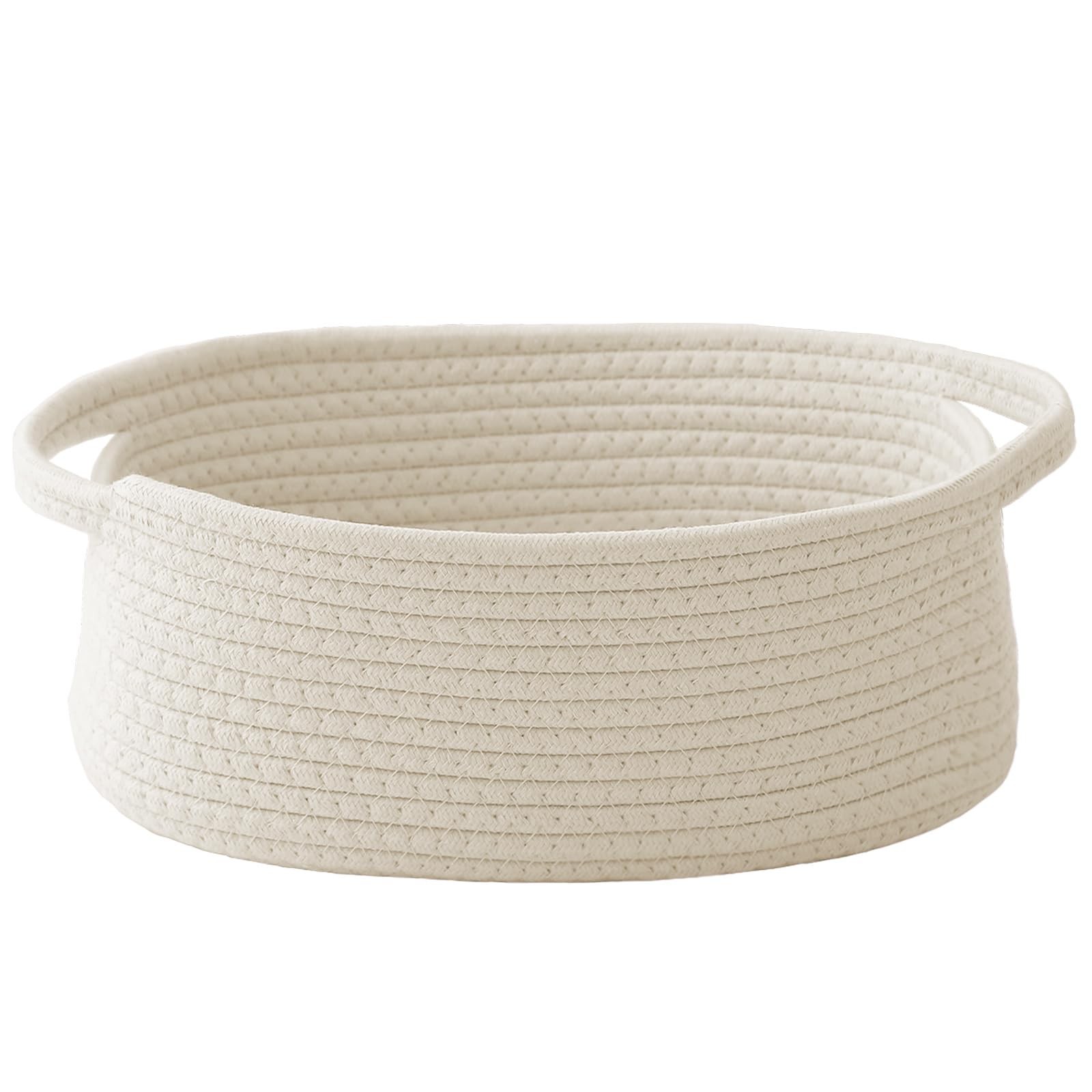 JMvicyroam Woven Basket,Small Rope Storage Bin with Handles & 1 Pack, White
