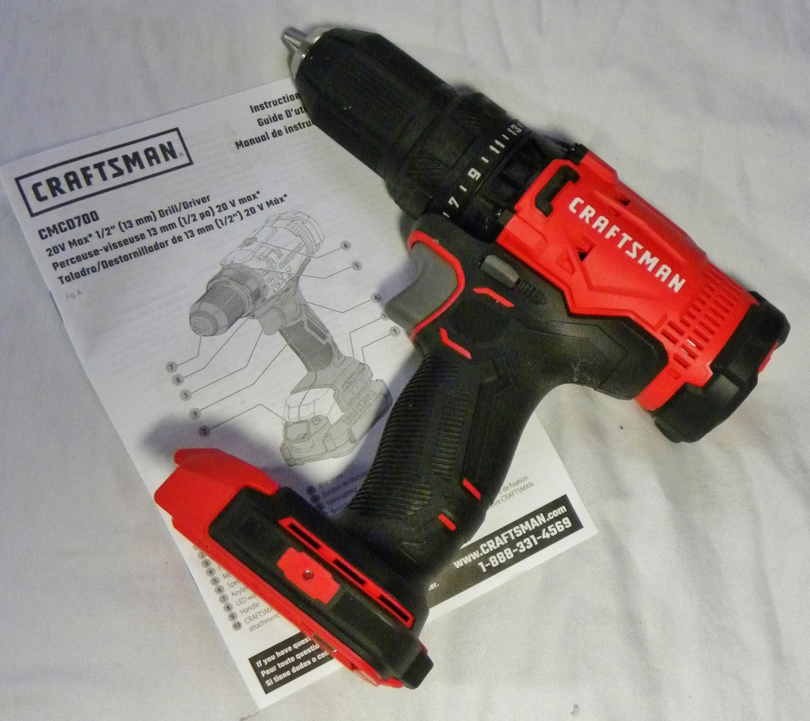 NEW Craftsman 1/2inch Drill/Driver V20 Cordless CMCD700(TOOL ONLY)No Battery/Box