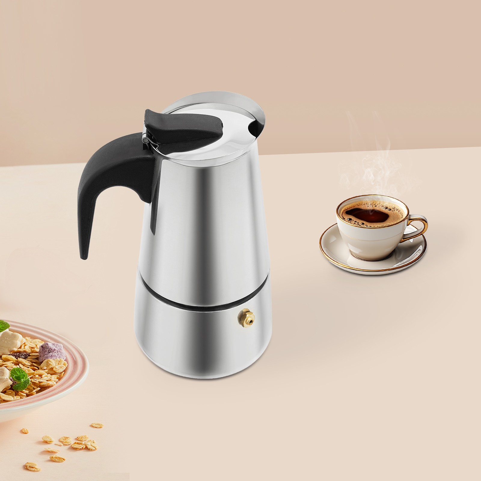 Stovetop Espresso Maker Stainless Steel Italian Coffee Machine Maker Moka Pot