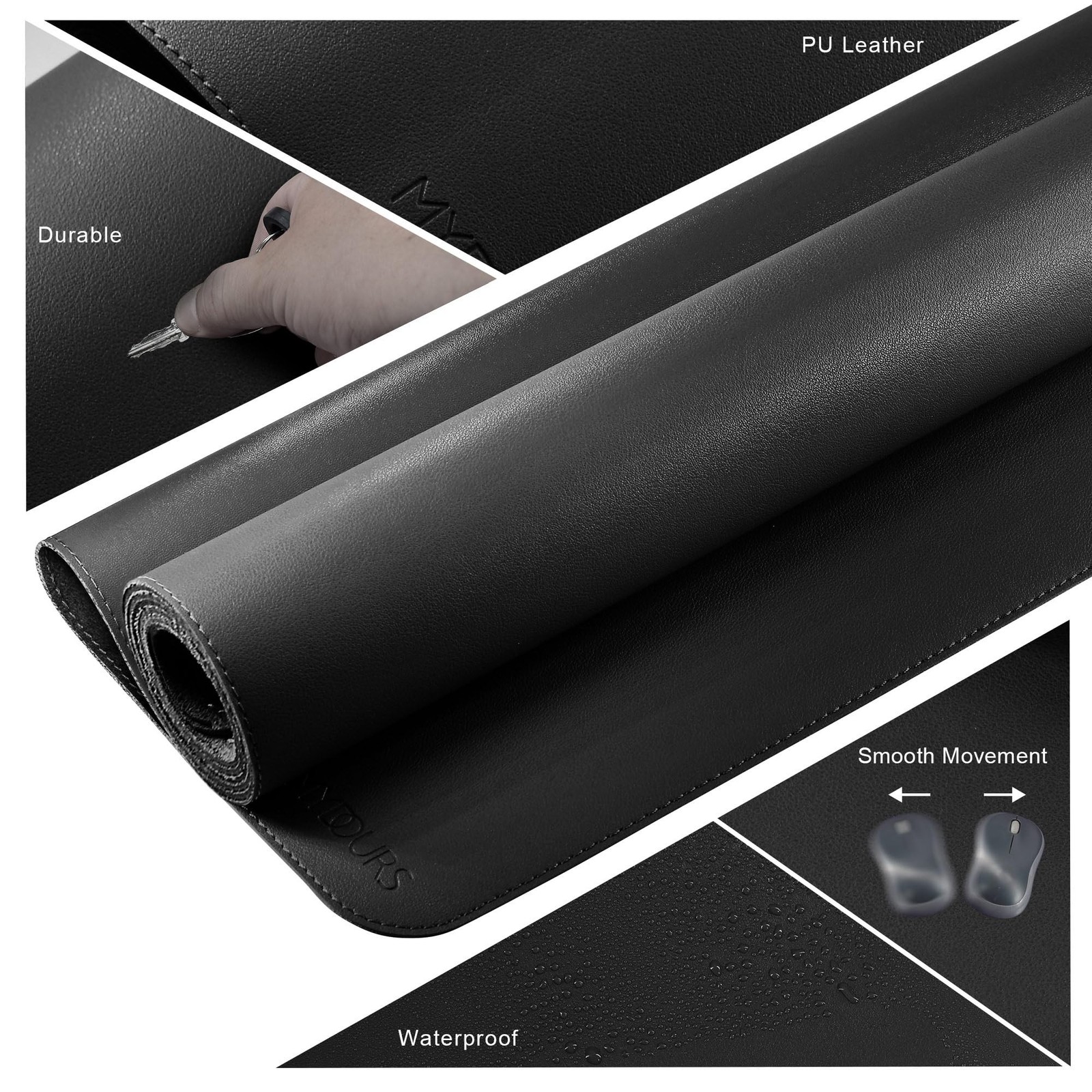 Mydours 59" x 15.7" Oversized PU Leather Desk Mat with Anti-Slip Suede Backin...