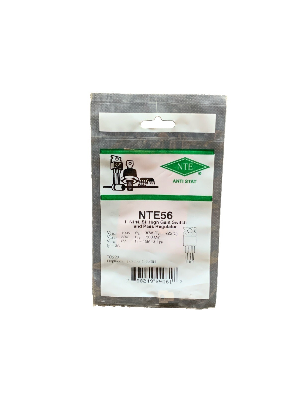 NTE56 T-NPN, Si, High Gain Switch And Pass Regulator TO220 ECG56 SK9364