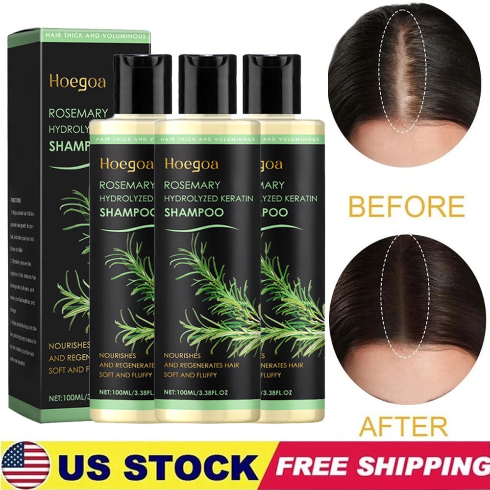 3PCS Organic Rosemary Hair Growth Shampoo for Natural Thickening & Strengthening