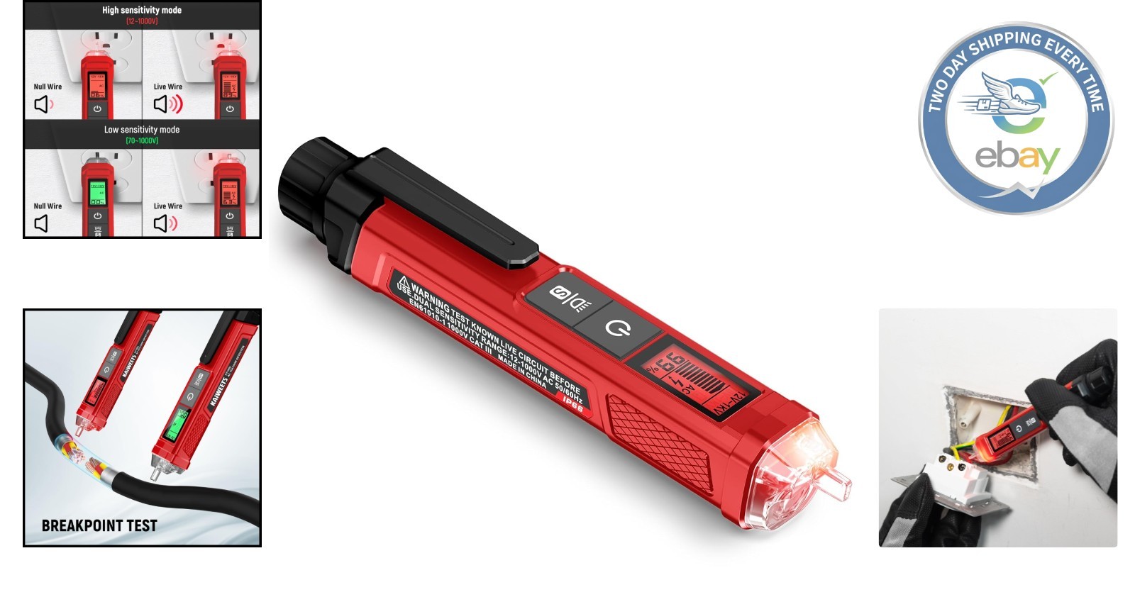 Dual Range Voltage Tester with Signal Percentage - Live/Null Wire Detection