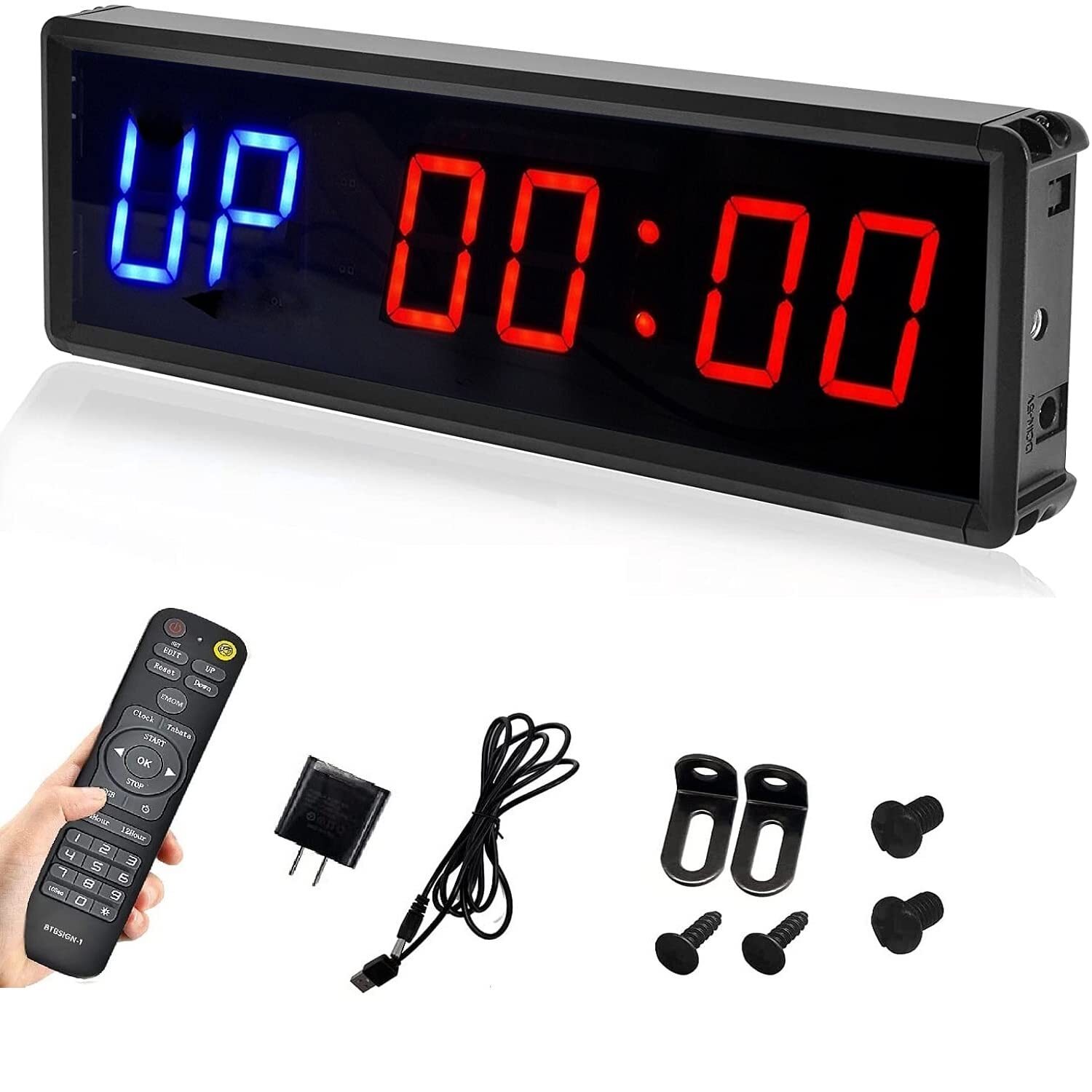 LED Interval Timer Count Down/Up Clock Stopwatch with Remote for Home Gym Fit...