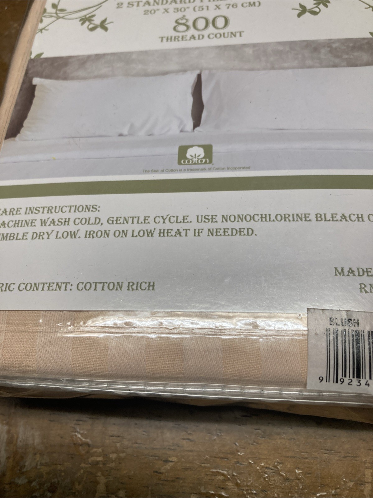 Feathered Sparrow 2 Standard Pillowcases 20”x30” 800 Thread Count, Blush Color