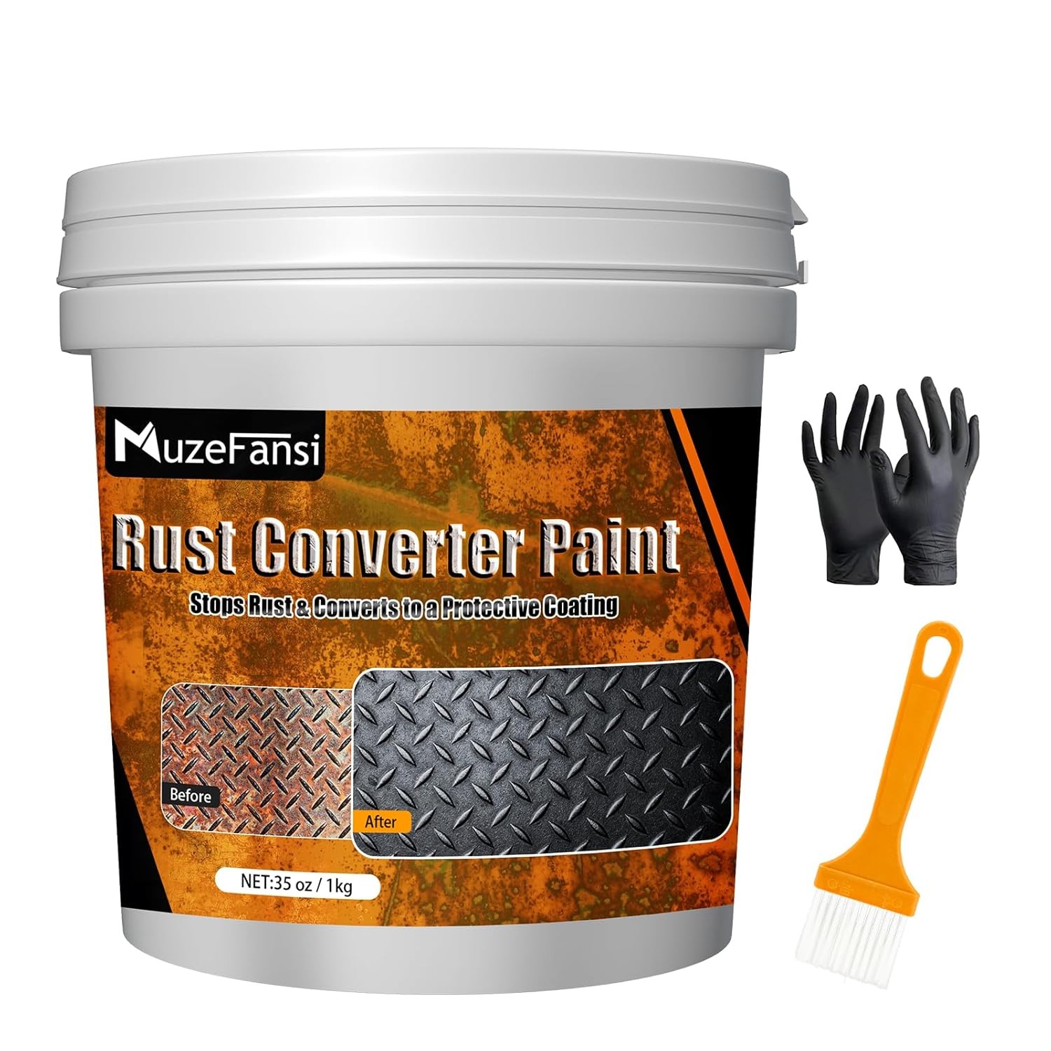 2-in-1 Rust Converter Metal Primer Black Rust Inhibitor Paint 35oz Sealer