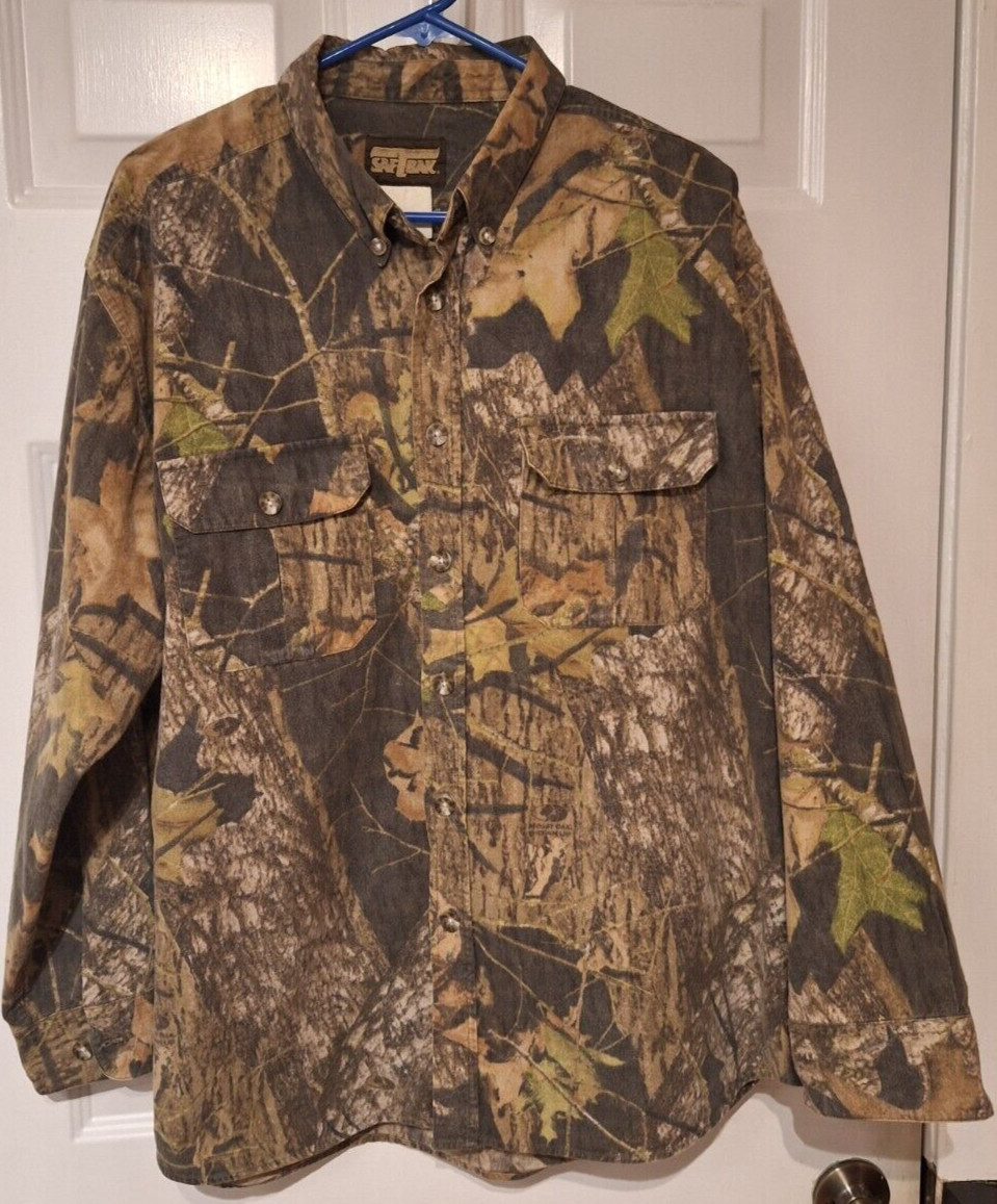 Vtg SafTbak Men's Hunting Duck Hunter Woods Camo Button Up Shirt Men's 2XL