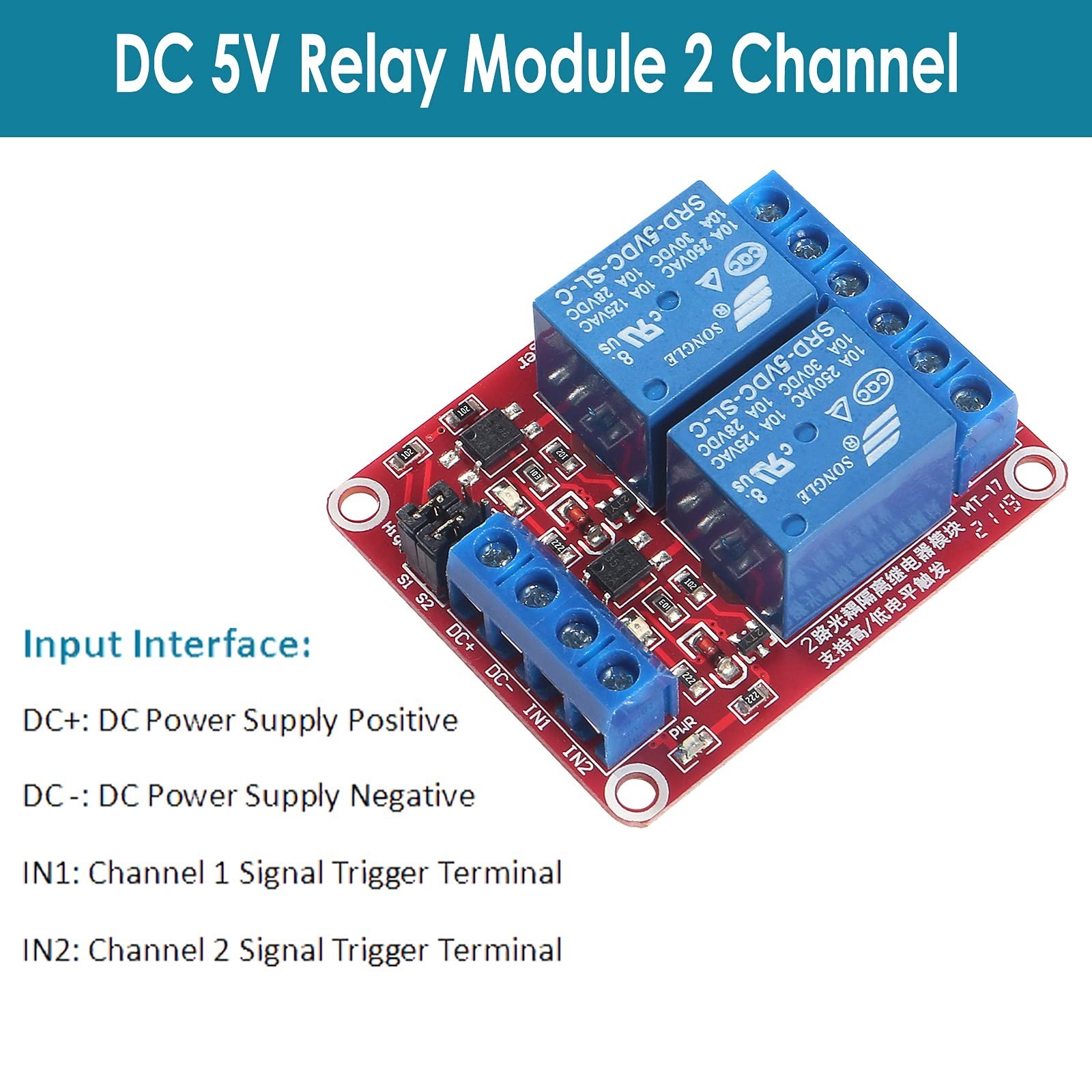 4pcs DC 5V Relay Module 2 Channel Relay Board with Optocoupler Support High o...