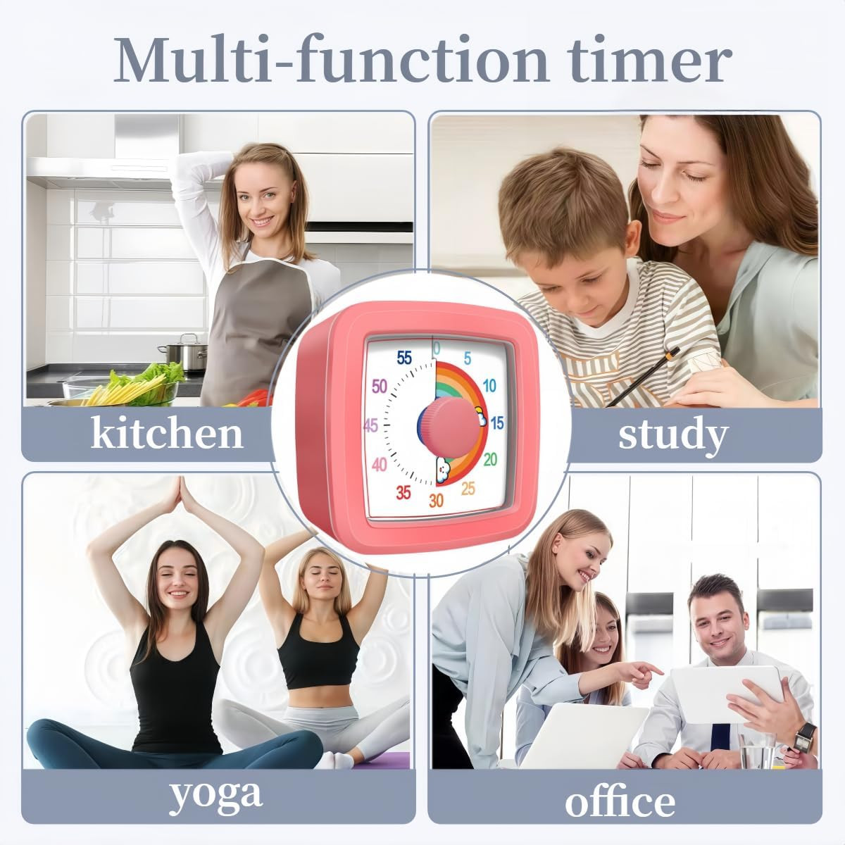 Visual Timer for Kids Adults, 60-Minute Countdown Timer for Classroom, Kitchen,O