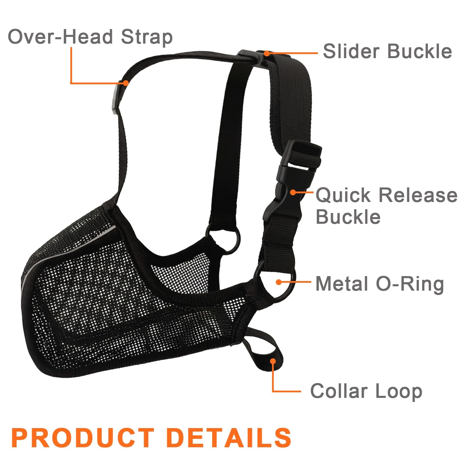 CNSYAF Dog Muzzle Black XL Breathable Reflective