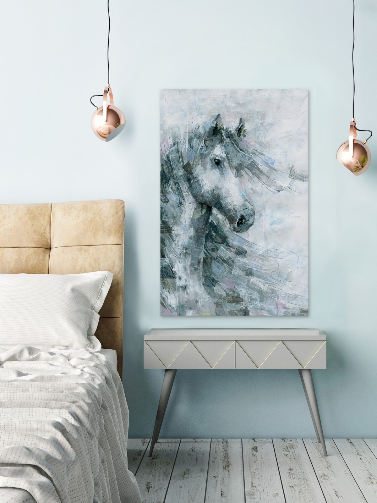 Marmont Hill Horse in the Wind Painting Print on Wrapped Canvas 30x45