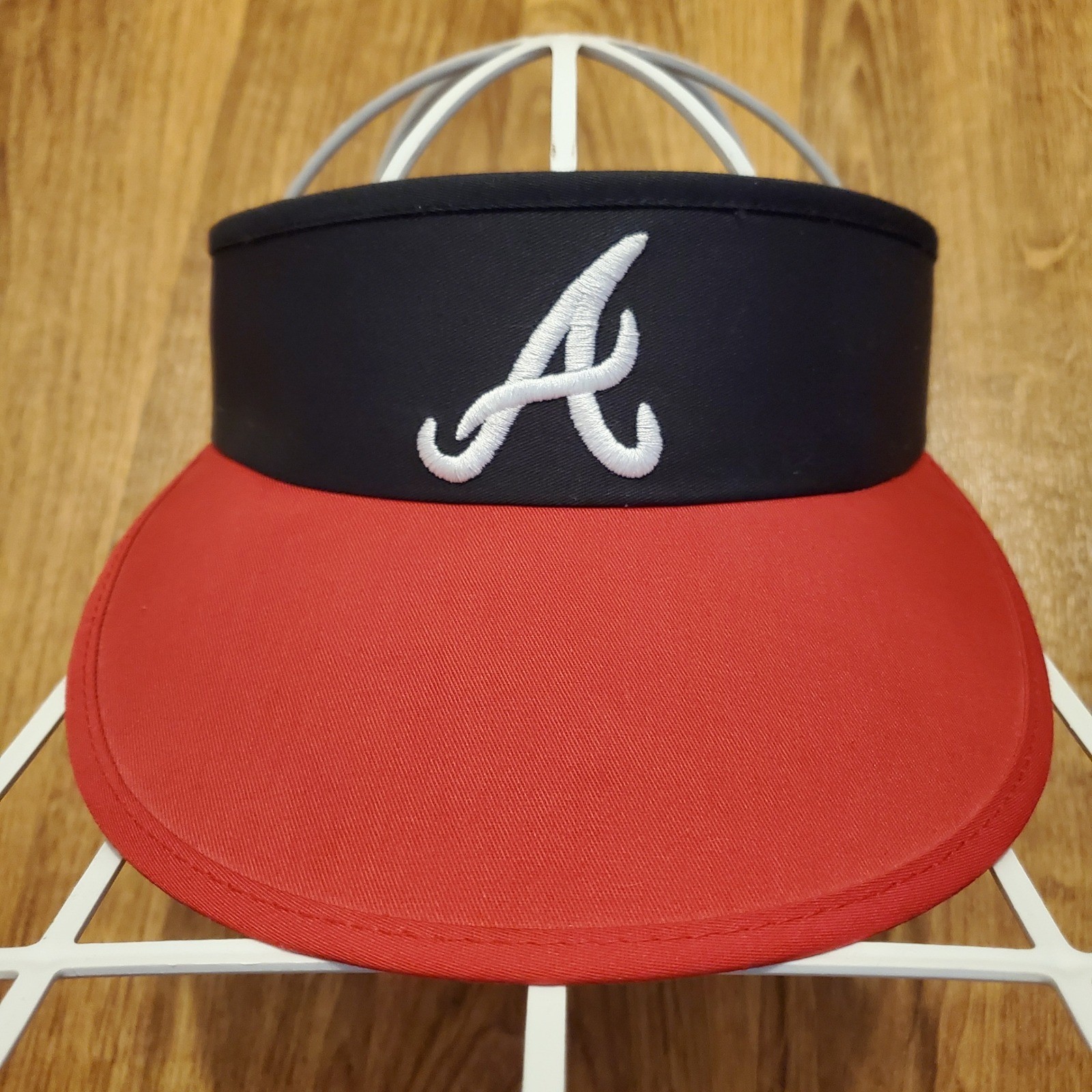 Vintage Atlanta Braves Visor Hat Adult Strapback Wide Brim Baseball MLB Twins