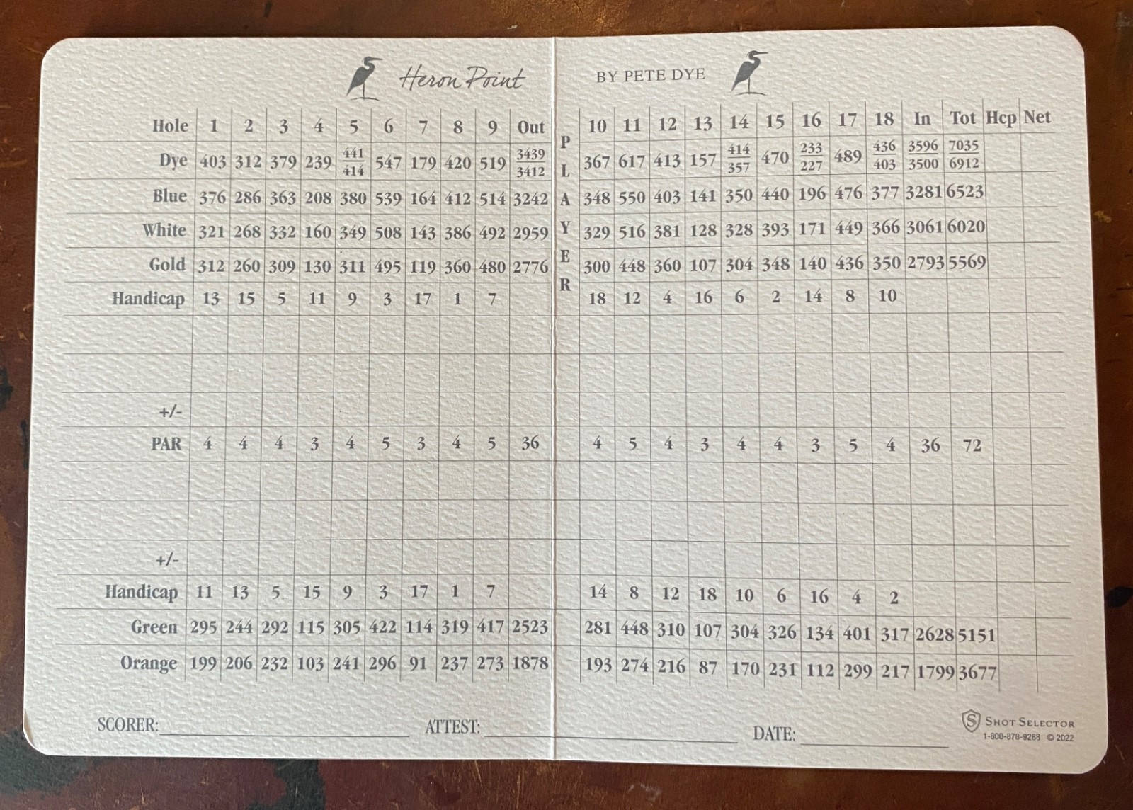 Heron Point Golf Course Scorecard (New & Unused)