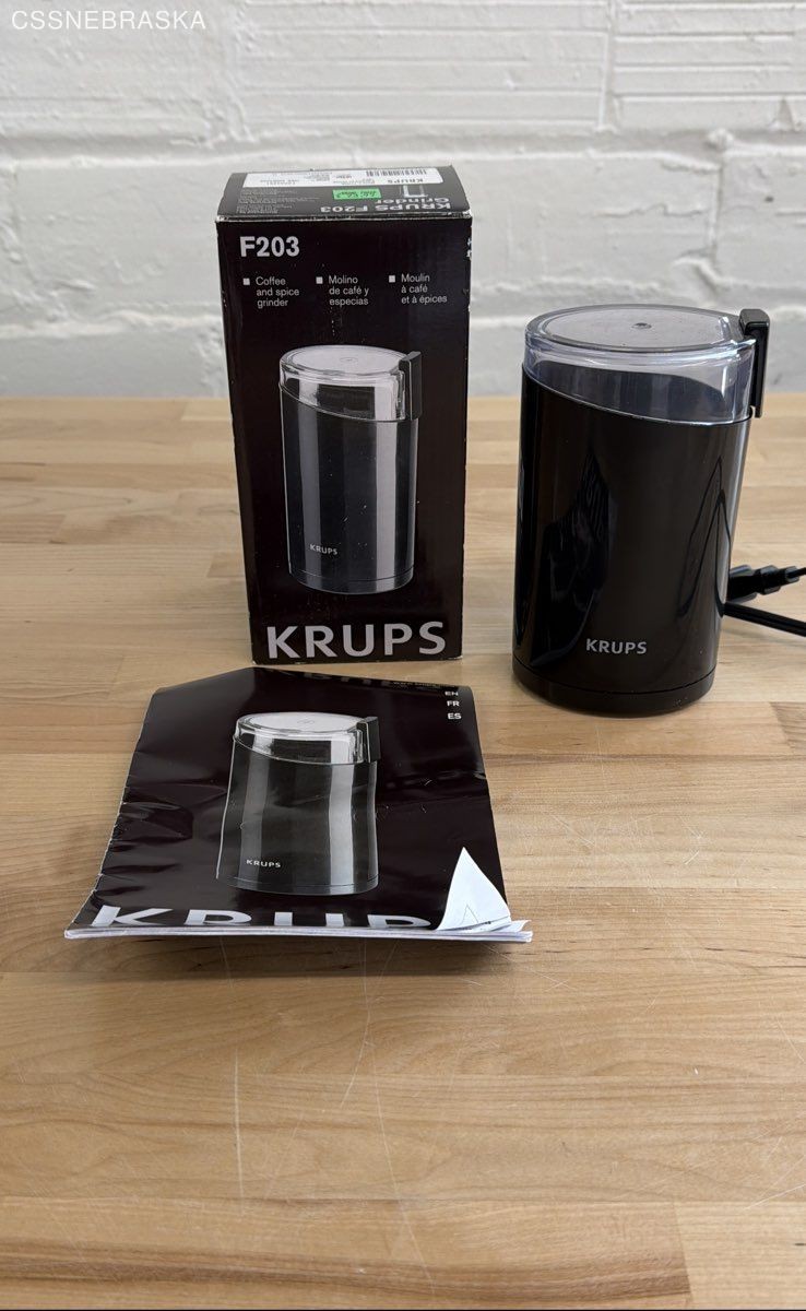 KRUPS F203 Electric Coffee and Spice Grinder - Black - Tested & Working