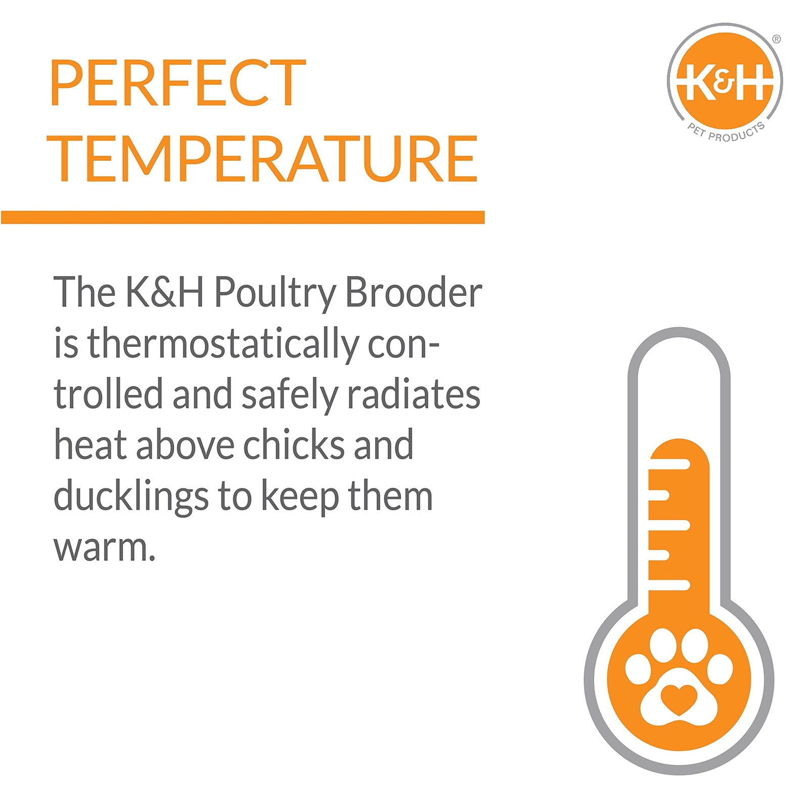 Thermo Chicken Brooder Safe Heat Lamp Alternative for Chicks Large Gray/Orange