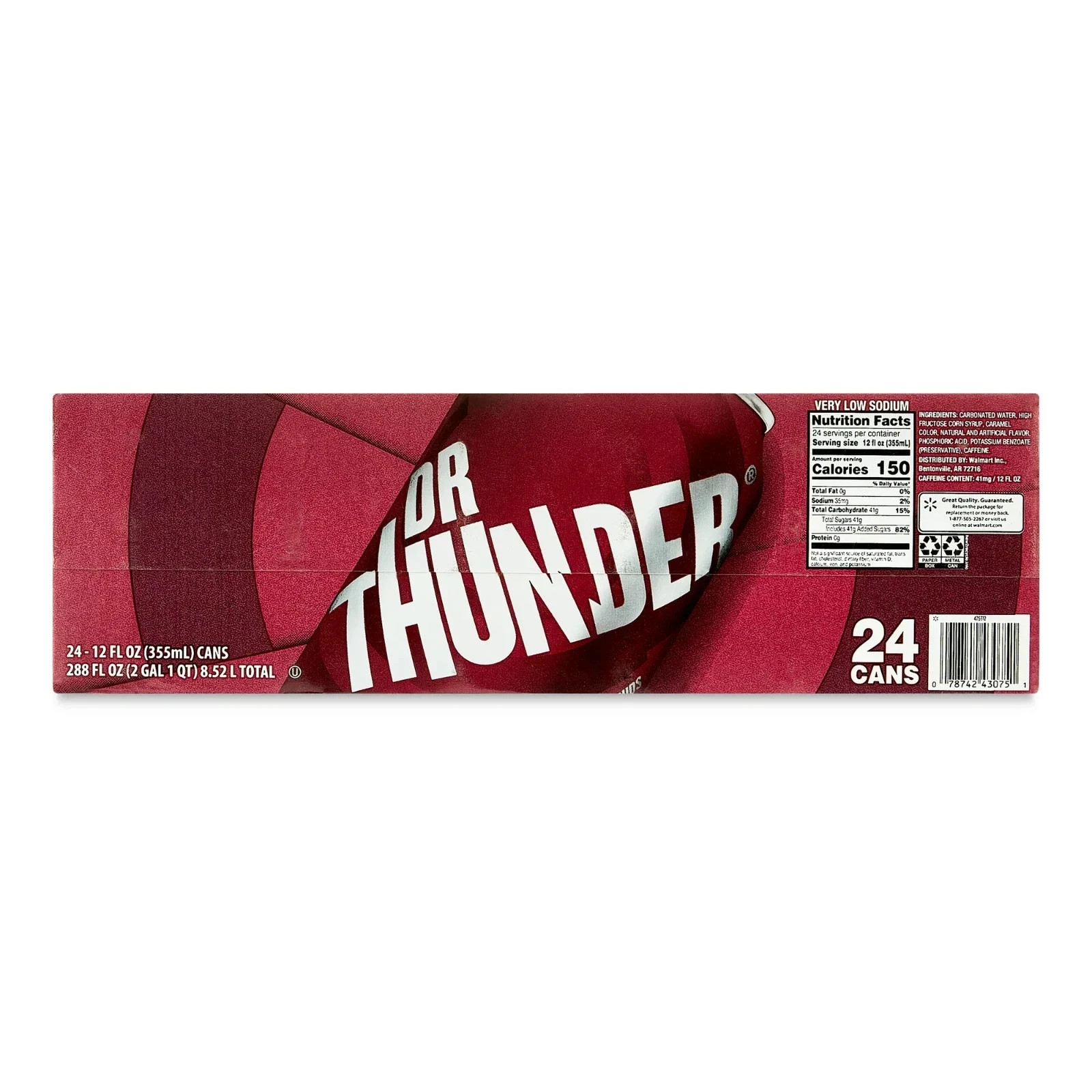 Great Value Dr Thunder Soda – 12 fl oz Cans, 24 Pack, Refreshing Soft Drink