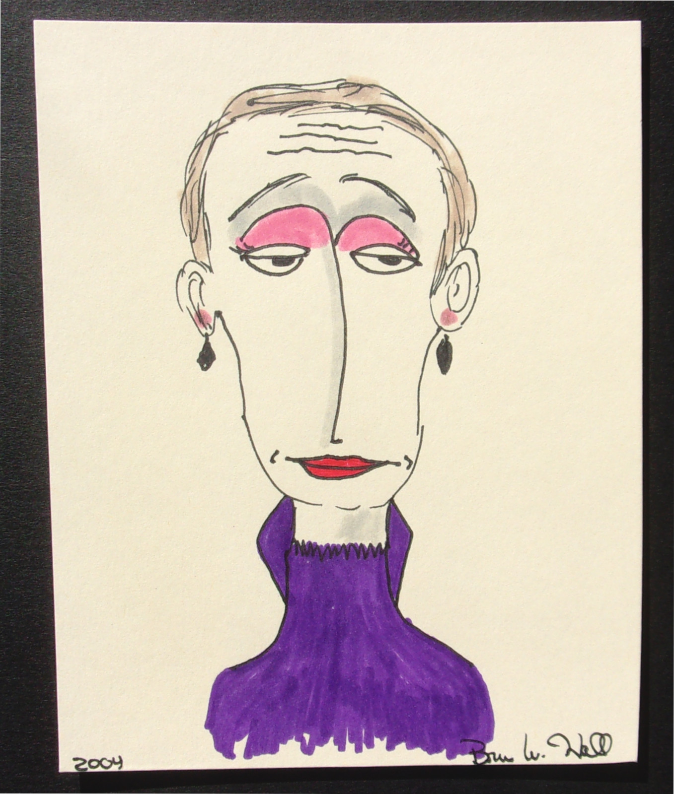 BRUCE W. HALL OUTSIDER NAIVE FOLK ART PORTRAIT ORIGINAL DRAWING 2004 #60