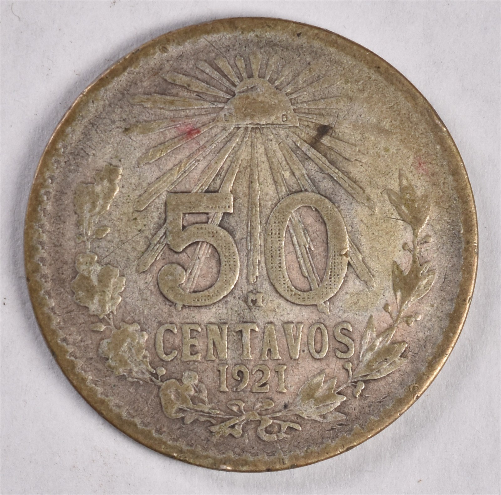 1921 Mexico 50 Centavos 8.33g Silver 0.720