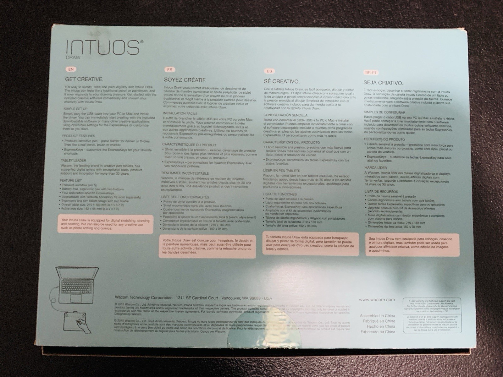 Intuos Wacom Drawing Creative Pen Tablet Pre-Owned Tested & Working 2015