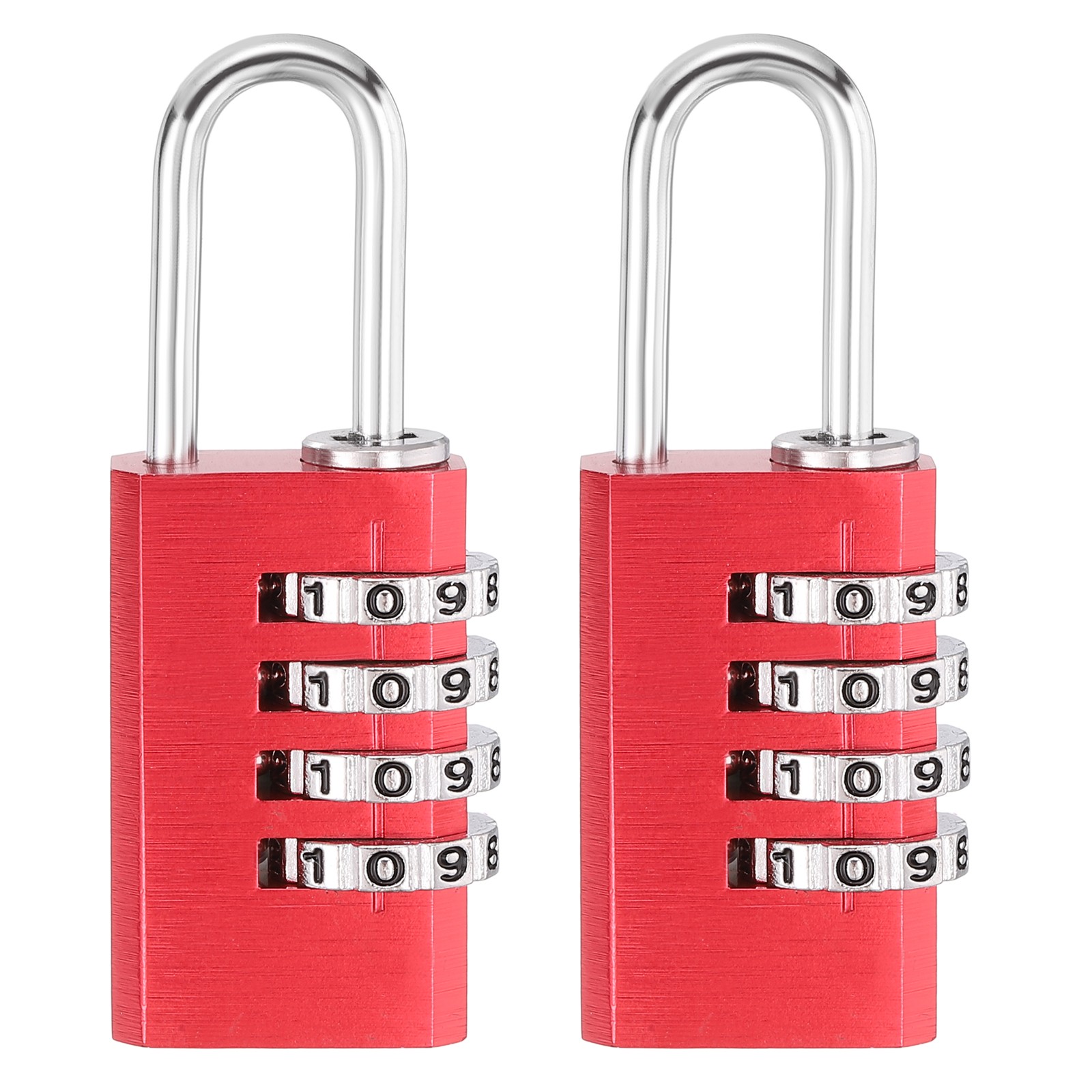 4 Digit Combination Lock,(H:2.4", Red, 2pcs), Aluminum Anti-Rust Outdoor Lock