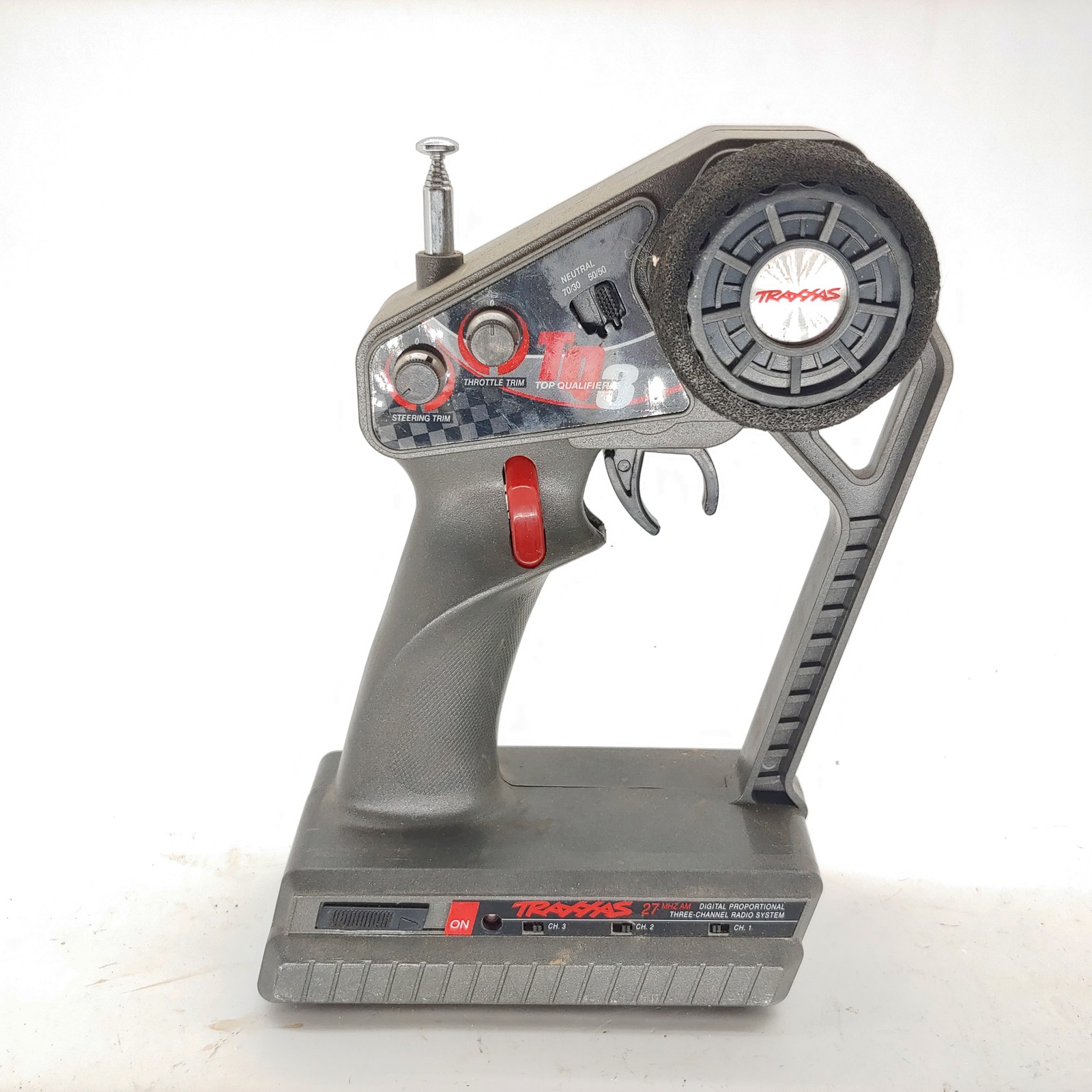 Vintage Traxxas TQ3 27MHz AM Radio Transmitter 3-Channel Blue Crystal