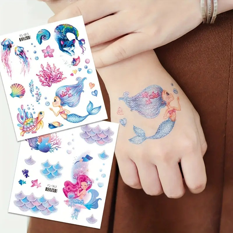 8 Sheets/OPP Glitter Mermaid & Unicorn