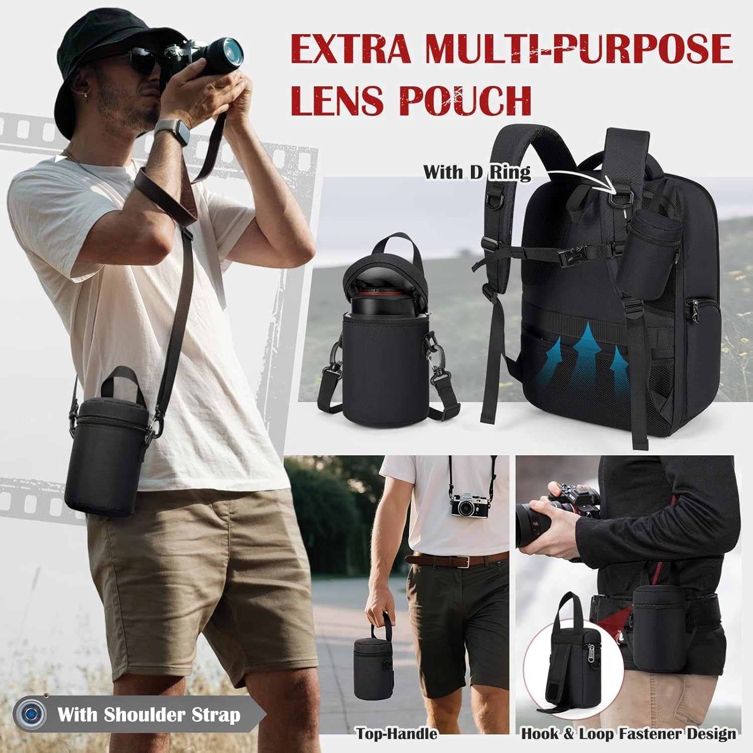 Professional Photography Backpack with Hardshell, Rain Cover & Storage Pockets