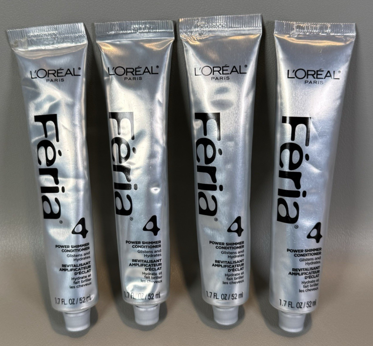 Lot of 4 Loreal Feria 4 Power Shimmer Conditioner 1.7oz/52ml