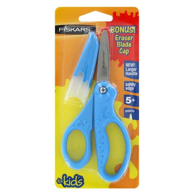 Fiskars Safety Edge Scissors, 5 Inch, Point Tip, Assorted, 1-Count (09430)