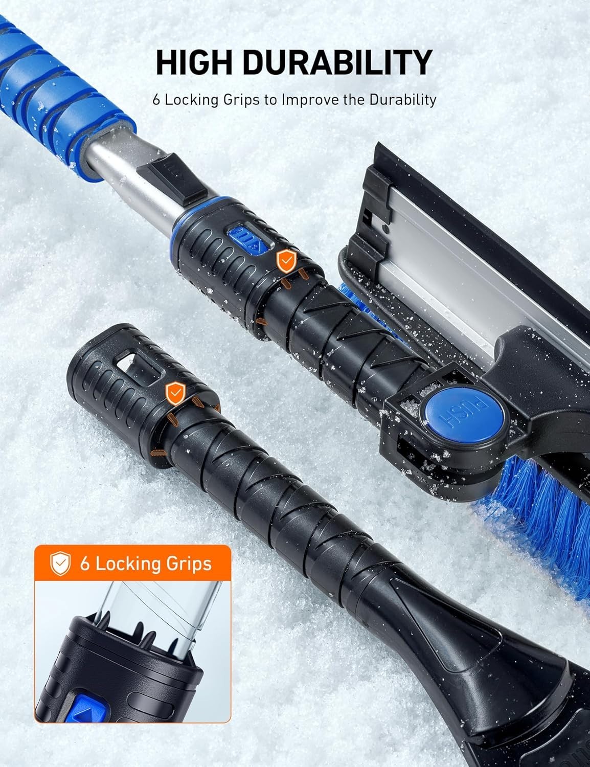 Durable 3-in-1 Ice Scraper with Telescoping Handle - Effortless Winter Car Care