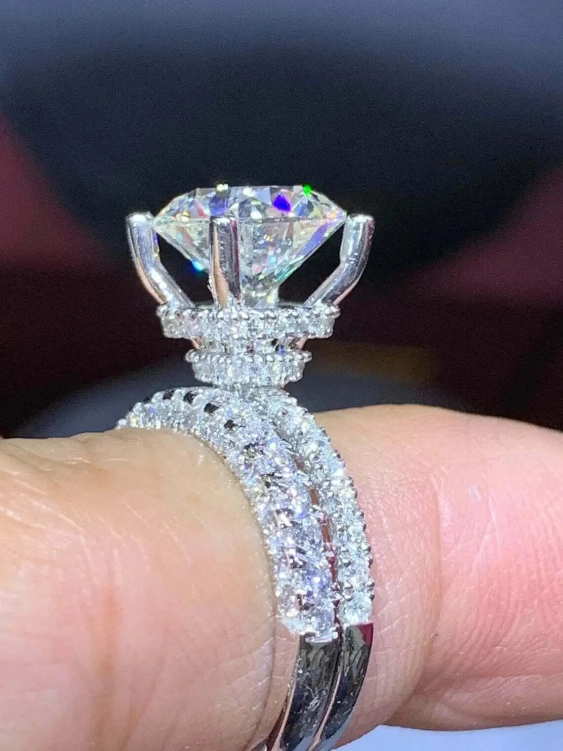 2.5Ct Round Lab-Created Diamond Bridal Set Engagement Ring 14K White Gold Finish