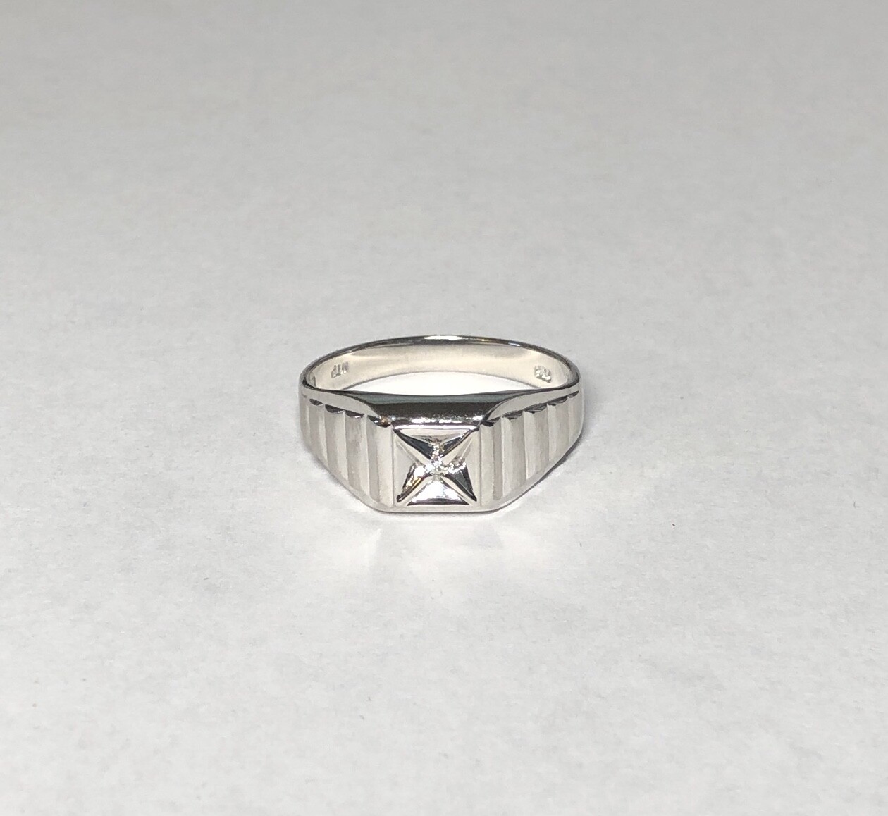 Sterling Silver Genuine Diamond Man's Solitaire Ring